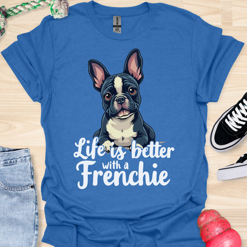 Life is better with a frenchie - V6 - Elegant Graphic T-Shirt